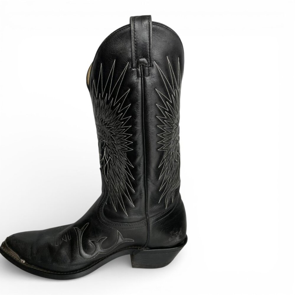Canada West Black Buffalo Leather Western Cowboy Boots Indian Chief Men's 9.5 EE - Picture 8 of 16